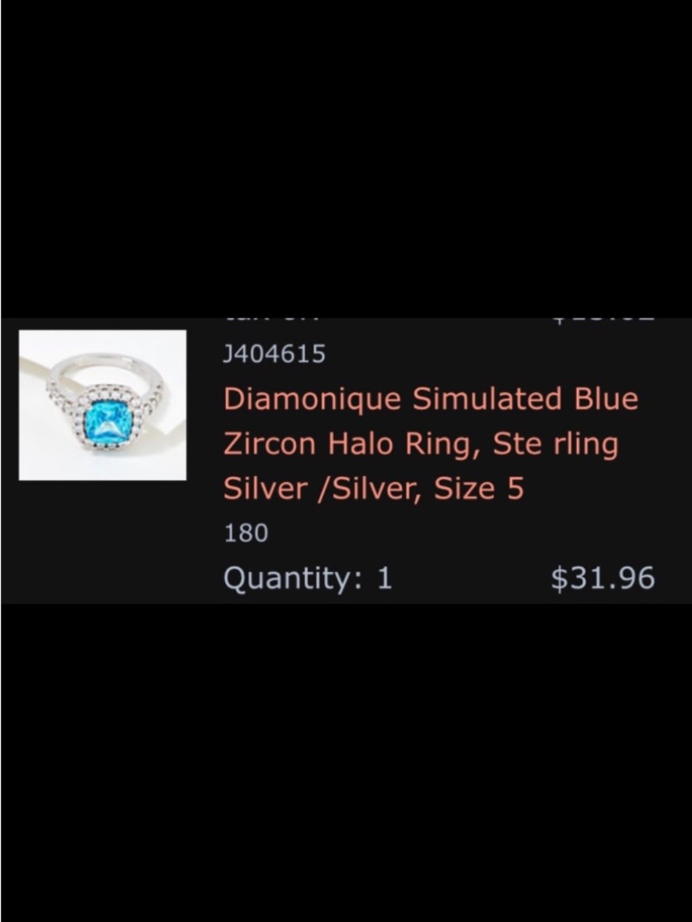 925 Sterling Silver Electric Blue Zircon Halo Ring QVC Size: 5 - Picture 2 of 8